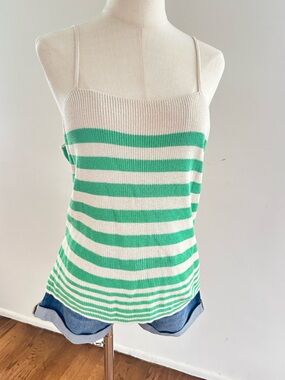 Vero Moda Mint Green Striped Knit Cami Coastal Preppy Summer Tank L